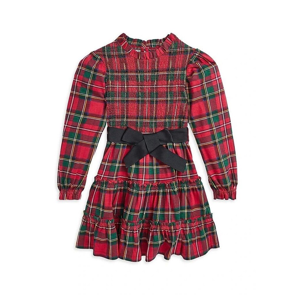 NWT RALPH LAUREN Baby Girls Dress Smocked Tartan Plaid Dress